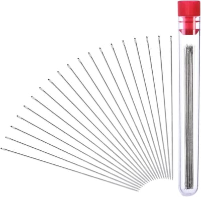 30 Stuks Parelnaalden 0.45 mm Diameter en 80 mm Lang met Naald en Aluminium Fles, Ideaal voor Beadwork en Sieradenmaken