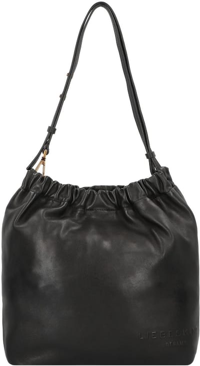 LIEBESKIND BERLIN Leren Schoudertas Ruffle Sheep Natural Cloud Hobo Bag Black Zwart