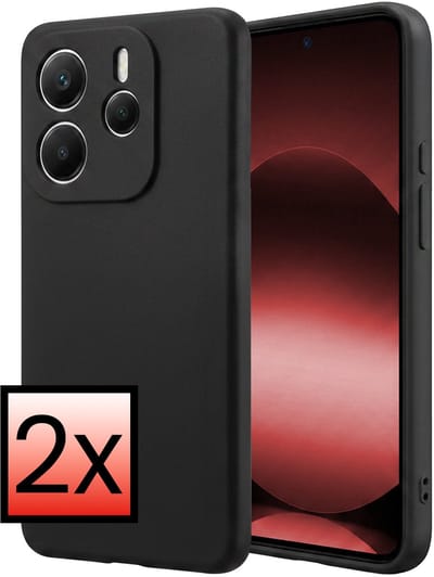 Hoesje - 2 Stuks - Geschikt voor Xiaomi Redmi Note 14 5G - Sterk & Shockproof - Case Siliconen - Back Cover - Telefoon Hoes - Zwart