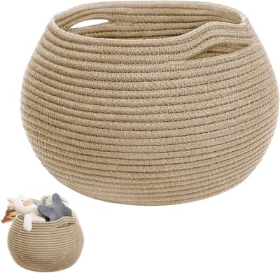 Vouwbare opbergmand voor baby speelgoed, wasgoed, handdoeken en toiletpapier - Rond zwart (khaki)