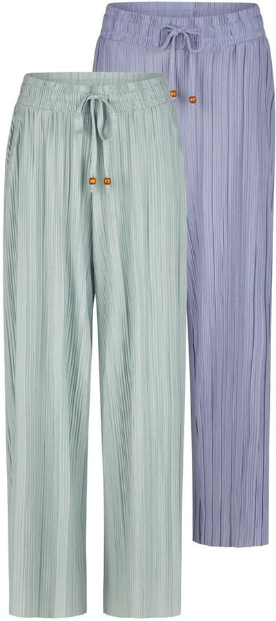 DENIMFY Dames Chino Broek DFBrenda 2 Pack comfort/relaxed Veelkleurig S Volwassenen palazzobroek / zomerbroek