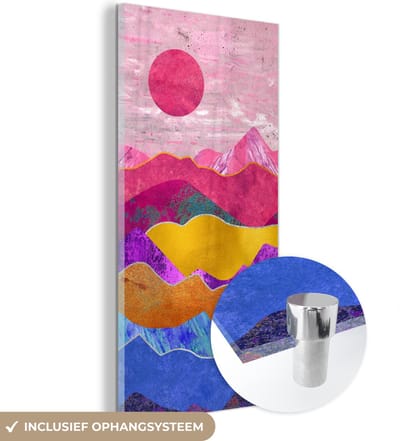 MuchoWow® Glasschilderij 20x40 cm - Schilderij acrylglas - Pride - Bi - Marmer - Foto op glas - Schilderijen