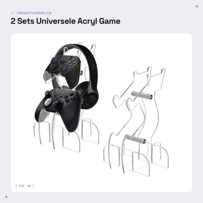 Dailygoods- Controller Houder - Acryl Display Standaard - Gaming Headset Houder - Creatief Cadeau - 2 Stuks - Helder 23,2 cm Hoog - Gamecontrollerstandaard