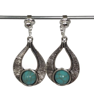 Oorclips - Bohemian - Ibiza - Hangoorbellen - Dames - Druppel - Open - Turquoise - MNQ bijoux