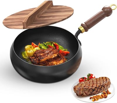 Traditionele handgesmede ijzeren braadpan - veelzijdige pan voor gezond koken en aanbraden (26,5 cm)