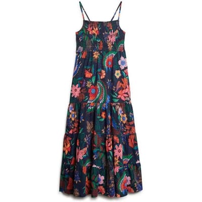 Superdry - Gesmokte maxi-cami-jurk - Dames - Jurken