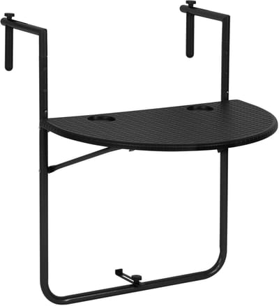 Geargalaxy Balkontafel - Hangtafel - Tafelplank - Buiten Bijzettafel - Compacte Tuintafel - Outdoor Tafeltje - 59,5 x 39 cm - Zwart