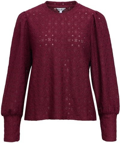 Object Objlaila L/s Re Top Noos Truien & vesten Dames - Sweater - Hoodie - Vest- Bordeaux - Maat M