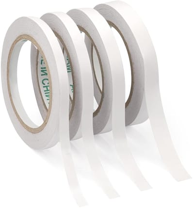 Dunne dubbelzijdige tape voor knutselen, extra sterke lijm voor stof, papier en glas, ideaal voor cadeauverpakking en hobbyprojecten
