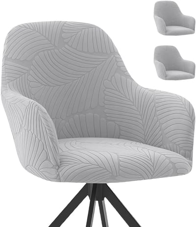 Dailygoods- Stoelhoezen Hoogwaardige Stretch - 2 Stuks - Bureaustoelhoes - Eetkamerstoelhoezen - Elastische Hoes met Armleuningen - Lichtgrijs - Jacquard-Textuur - Stoelhoes
