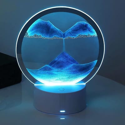 Ynkkvre - Zandlamp - Dynamische Zandlamp - Zand Lamp - Zandloper Lamp - Zandkunst Lamp - Bewegende Zandkunst Lamp - Bewegende Zandkunst - Zandlamp met Verlichting - Dynamische Tafellamp - Tafellamp