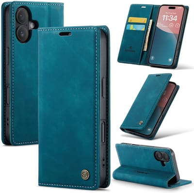 Casemania Hoesje Geschikt voor Apple iPhone 17 - Emerald Green - Dunne Bookcase met Pasjeshouder - Slim Wallet Case - Groen