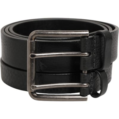 Dolce & Gabbana Zwarte Dubbele Leren Riem met Zilveren Gesp