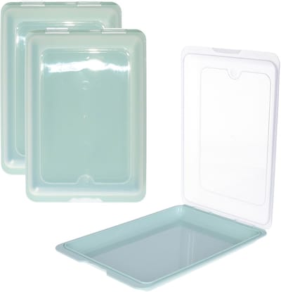 Toyma Vleeswarendoos - 3x - groen - kunststof - 24,5 x 17 x 4 cm - vershouddoos / kaasdoos