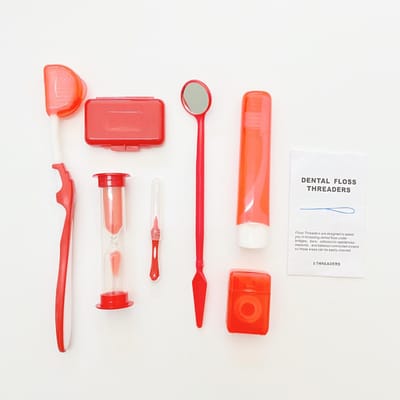 Orthodontische set voor mondverzorging 5-kleuren achtdelige tandenborstel met zachte haren, tandenflossoprolmechanisme