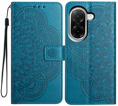 Mandala Book Case Geschikt voor Xiaomi Redmi A5 4G - Hoesje met Pasjeshouder Blauw