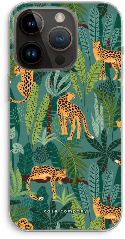 Case Company® - Hoesje geschikt voor iPhone 14 Pro hoesje - Luipaard 2 - Soft Cover Telefoonhoesje - Bescherming aan alle Kanten en Schermrand
