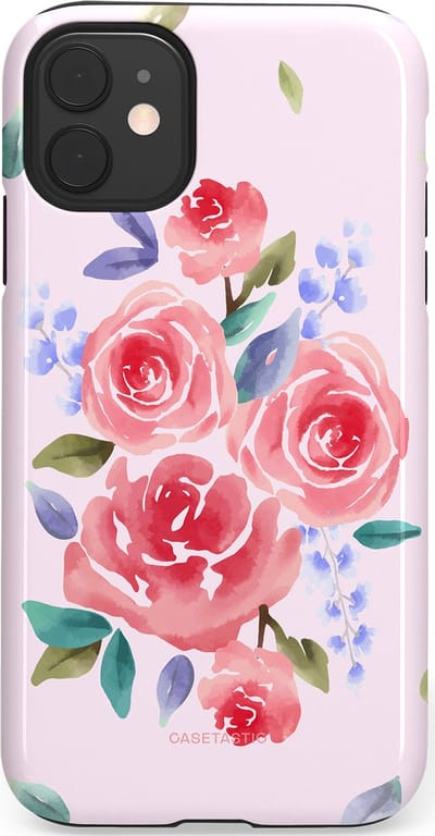 Casetastic hoesje geschikt voor Apple iPhone 11 - Dubbellaagse bescherming - Aquarel pracht - Fashion Case - Lichtroze Lavendel