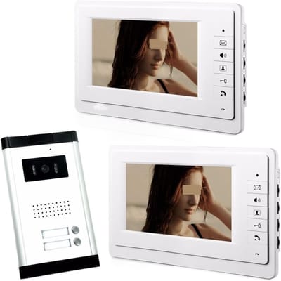 Video Intercom Systeem - Deurbel met Camera - Toegangscontrole Huis - 7 Inch Kleurenscherm - Voor 2 Eenheden - Zwart