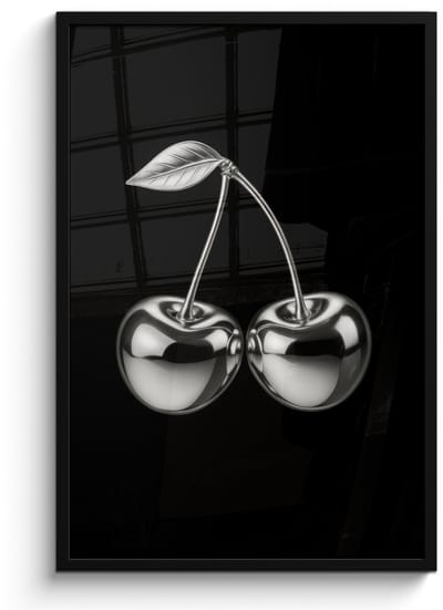 Poster in lijst - Fotolijst 60x90 cm - Posters - Kers - Luxueus - Metallic - Posterlijst zwart - Decoratie - Wanddecoratie woonkamer - Muurdecoratie slaapkamer