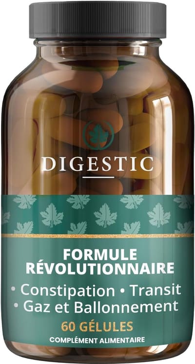 Digestic - Laxatif contre la constipation 100% naturel, 60 capsules, pour le Transit Intestinal, Nettoie, Detox et purifie le colon, Soulage les ballonnements et les gaz