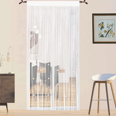 Unyqoos® Stijlvolle Witte Deurgordijn voor Insectenbescherming met Perlen 90x200cm voor Binnen en Buiten