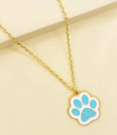 Ketting goudkleurig met hondenpootje print | Paw print | Hondenpootje