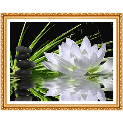 DIY Diamant Borduurwerk Bloemen Diamant Schilderen Volledig Rond Borduurwerk Kruissteek Lotus Diamanten 20X30CM gray