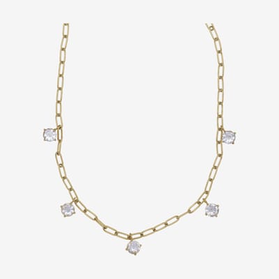 Essenza Large White Stones Necklace Gold