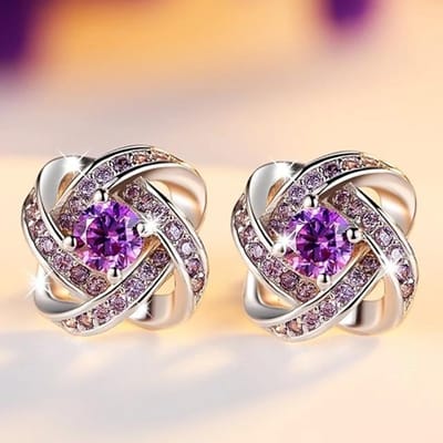 Echte Amethist Oorknopjes 925 Sterling Zilveren Oorbellen Vrouwen Edelstenen Oorbellen Mode Sieraden paars