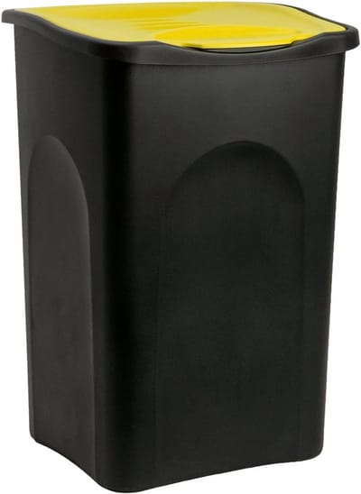 Vuilnisemmer 50 liter met Deksel in Zwart en Geel
