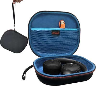 Duurzame en Beschermende Hard Case voor Draadloze On-Ear Bluetooth Hoofdtelefoons, Geschikt voor Verschillende Modellen, Ideaal voor Reizen en Opslag (Zwart/Blauw)