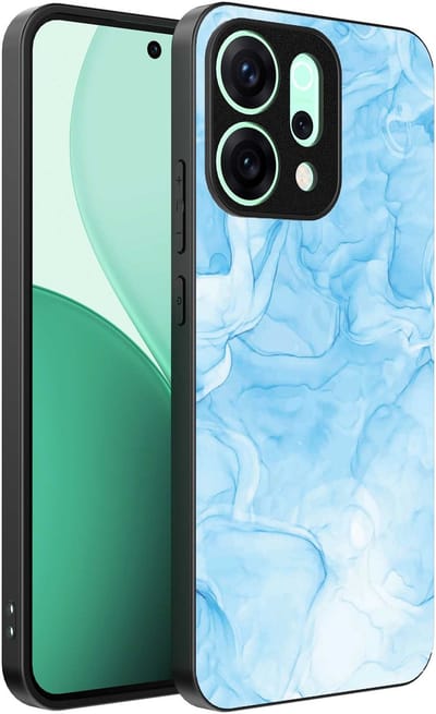 Geschikt voor Oppo Reno 14 Telefoonhoesje met marmer opdruk - TPU backcover case marble design - Lichtblauw - Smartphonica geschikt voor Oppo Reno 14