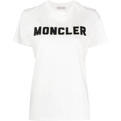 Moncler Letter Logo Bedrukt Ronde Hals Pullover T-shirt Dames T-shirts I10938C00008829HP033 S black