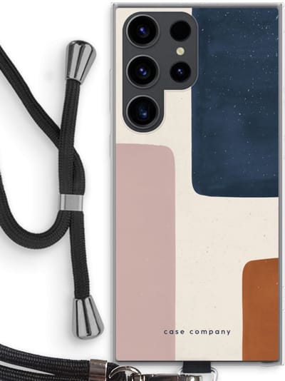 Hoesje met koord geschikt voor Samsung Galaxy S23 Ultra hoesje met Koord - Geo #5 - Telefoonhoesje met Zwart Koord - Bescherming aan alle Kanten en Over de Schermrand