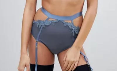 Hunkemoller Camila Guipure Motif Su Slip Met Charatels - Blauw - Maat XS