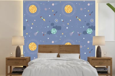 Behang - Fotobehang Patroon - Jongens - Kinderen - Ruimte - Breedte 240 cm x hoogte 240 cm