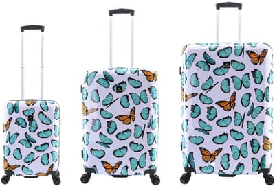 Saxoline Harde Kofferset 3-Delig / Reiskofferset / Trolleyset - Springful Butterfly Print - Bedrukt / Set