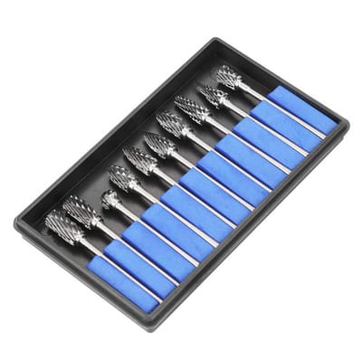 EXCITAT 10-delige hardmetalen freesset - graveermessenset - set met dubbele snijvijlen - handvat van 3 mm - geschikt voor Dremel-rotatiegereedschappen - voor hout, metaal, steen, graveren, snijden en boren
