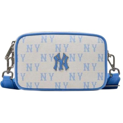 MLB Retro Bloemig Casual Veelzijdige Mode Schouder Crossbody Tas Unisex tassen Diep-Hemelsblauw 3ACRS014N-50SBD Dark Sky Blue white