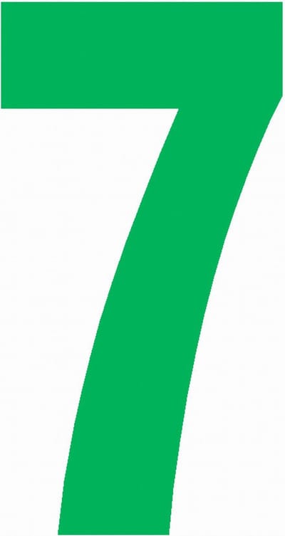 Cijfersticker nr. 7 GROEN 10x5cm, plakcijfer, huisnummersticker, containersticker, magazijn sticker, showroom, tuincentra