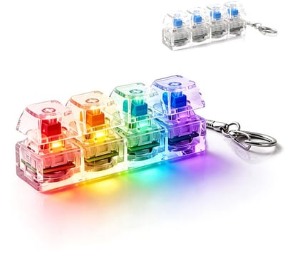 Keyboard Fidget Toy Clicker met LED Verlichting – Toetsenbord Fidget Sleutelhanger – Anti Stress Speelgoed voor Volwassenen & Kinderen – - Transparant met multicolor lampjes