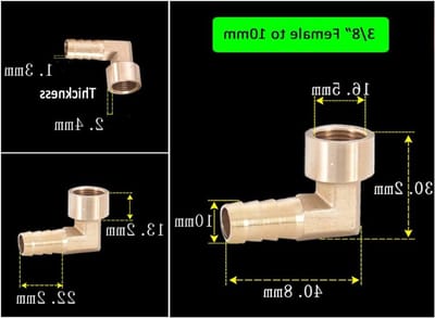 Elbow Pipe Connector 10mm Barbed, 3/8" BSP Vrouwelijke Aansluiting, 90 Graden Slangadapter voor Tuin en Waterleidingen