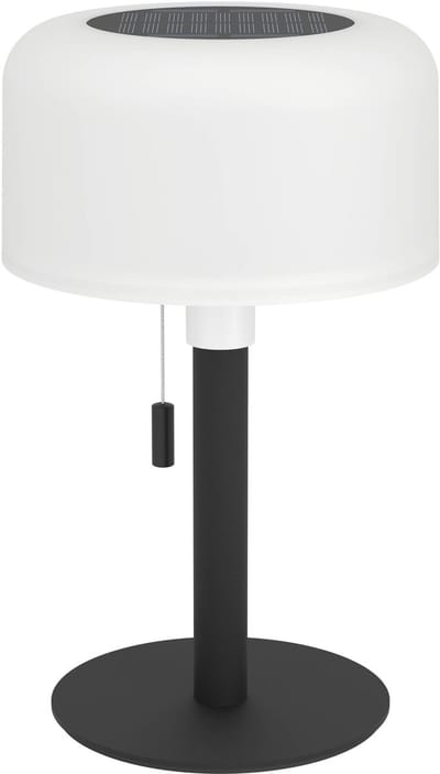 EGLO Montapalma Tafellamp Binnen en Buiten - Oplaadbaar (tot 60 uur licht) - SOLAR - 25 cm - Zwart/Wit - Warm wit licht en instelbaar RGB - Draadloos - Dimbaar