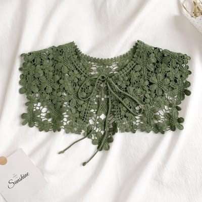 Four Seasons Kant Gebreid Gehaakt Holle Nepkraag Vrouwen Kleine Sjaal Decoratief Dames Kledingaccessoires Afneembare Kraag gray