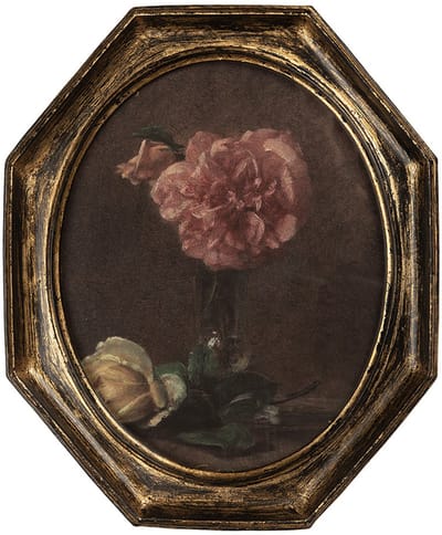 Clayre & Eef Schilderij 25x3x30 cm Zwart Kunststof Bloemen