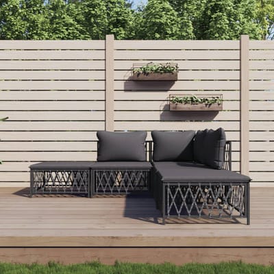 vidaXL - 5-delige - Loungeset - met - kussens - staal - antracietkleurig