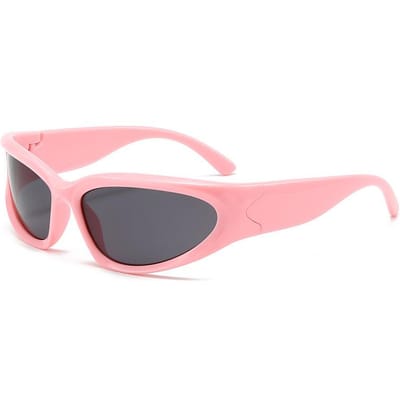 Y2K Sport Punk Zonnebril Bril Dames Designer Stijl Stijl Rechthoekige Goggle Heren Luxe Zon Zonnebril UV400 Kleurrijk Spiegel Trendy Brillen MULTI pink