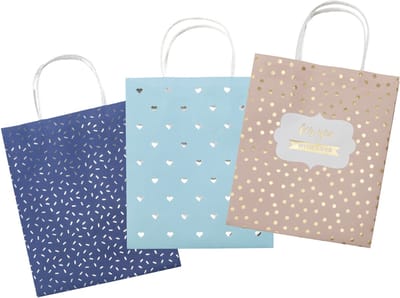 Folia cadeauzakjes kraftpapier met hotfoil versiering 120x55x150mm