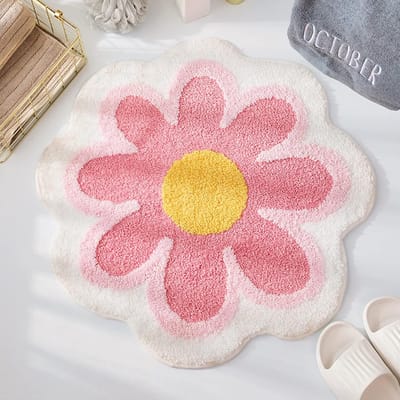 Schattige bloemvormige badmat - Zachte microvezel antislip mat voor badkamer en toilet